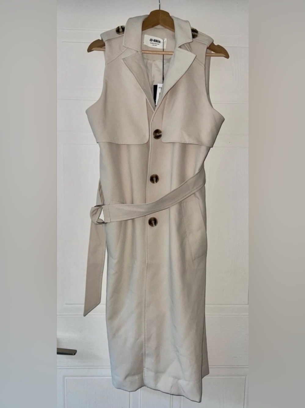 Nordstrom Arden Cream Sleeveless Belted Trench Coat - Picture 5 of 9